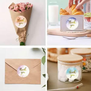 Etiquetas Adhesivas Circulares de Agradecimiento Personalizadas al por Mayor, Impermeables y Coloridas, Rollo de Etiquetas de Papel con Fondo Rosa para Regalos - Product Image 3