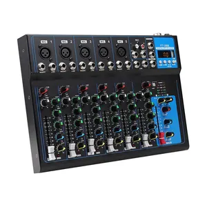 F7USB 7 Channel Small Size Audio Mixer Bluetooth USB Wireless Playback for Professional Stage Performance DJ Music Mini Audio Mi