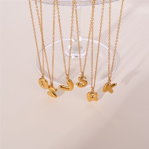 Collana con Ciondolo a Lettera Iniziale a Bolla Lucida Placcata <span class=keywords><strong>Oro</strong></span> 18K, Piccola, a Forma di Palloncino, con 26 Lettere, Gioielli Fai da Te - Product Image 3