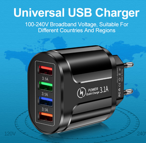 Chargeur rapide électrique <span class=keywords><strong>lumineux</strong></span> 4USB QC3.0 15W, nouvelle arrivée 2024, matériau ignifuge, chargeur de voyage pour téléphone portable, montre intelligente - Product Image 2