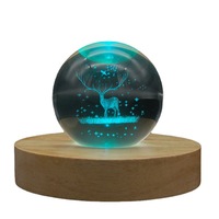 Boule de cristal colorée Helloo Kitty Stitch LED Base d'affichage RGB changeant en bois dessin animé lampe de Table