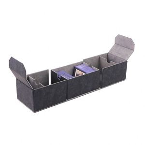 Boîte de rangement pour cartes en cuir PU, coins carrés, résistante à l'eau, étui portable pour cartes à collectionner - Product Image 3