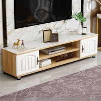 Meubles de salon de style européen pour espaces compacts Tables basses modernes minimalistes Meubles TV Bois d'ingénierie Verre trempé