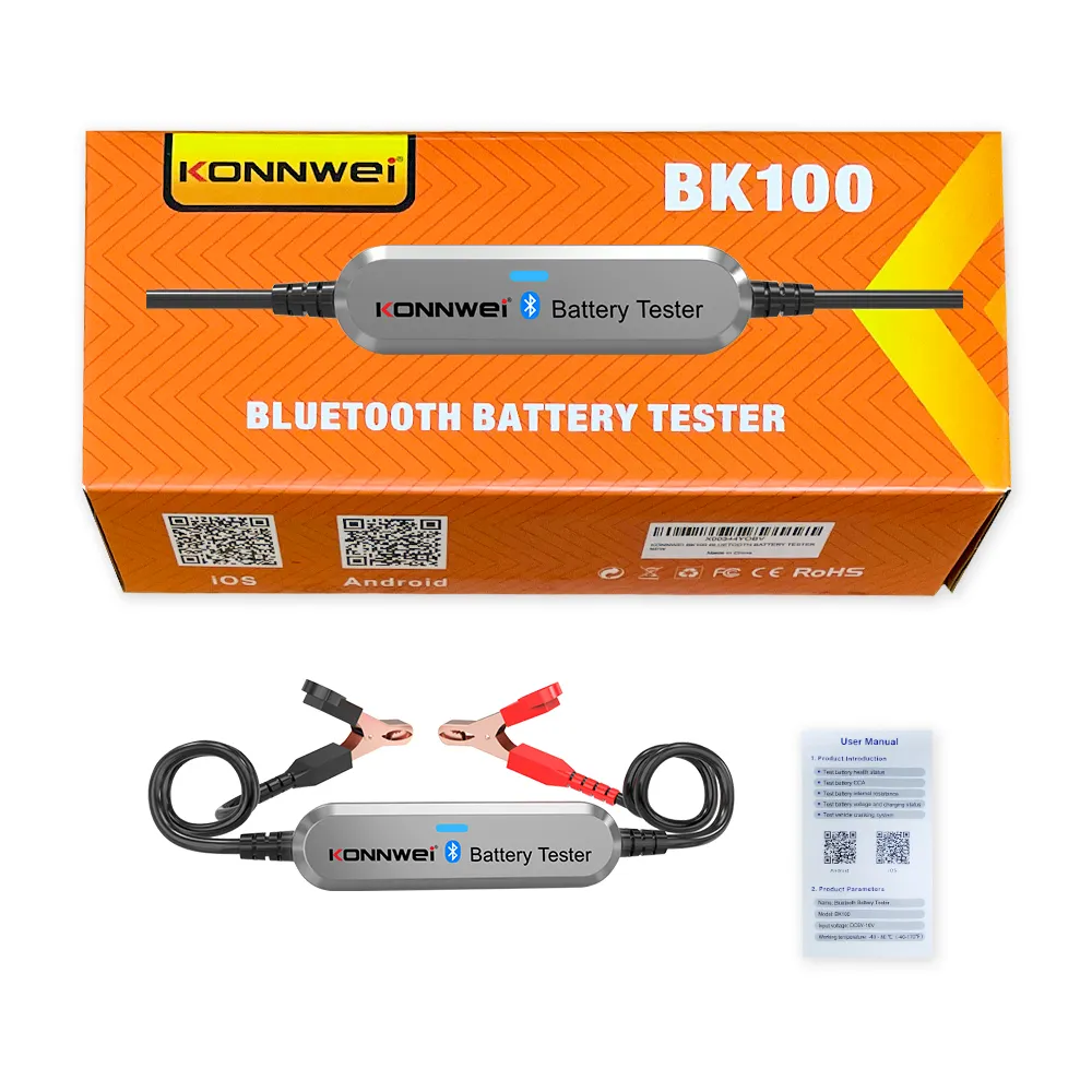 KONNWEI BK100 araba motosiklet marş alternatör Bluetooth dalga formu pil test cihazı 6V 12V ile android ve iOS ücretsiz app telefon