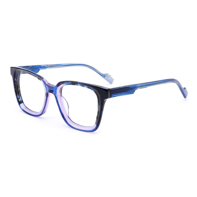 A01124 Elegant Layered Lamination Acetate Square Eyeglass Frame for Women