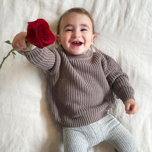 <span class=keywords><strong>Pull</strong></span> à col rond à manches longues pour bébés garçons et filles, en coton épais 100%, pour l'hiver - Product Image 2