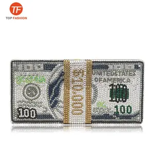 Großhandel Stapel Bargeld $100 Dollar Geldsack Frauen Crystal Box Clutch Abend taschen Cocktail Geldbörsen Handtaschen