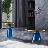 Meubles de salon modernes et luxueux Tables dorées couleur fumée Table basse ronde en verre trempé cloche à miroir