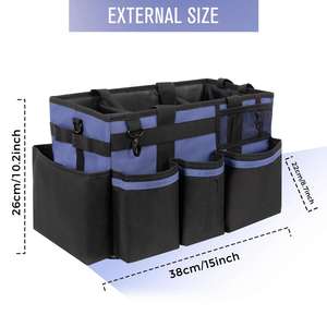 CeruleanBlue Wearable <b>Cleaning</b> <b>Caddy</b> Bag <b>with</b> 4 Foldable Dividers <b>Cleaning</b> Organizer <b>with</b> Shoulder Strap and Side <b>Handles</b> - Product Image 5