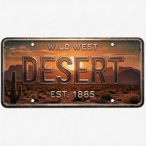 Letrero Metálico Personalizado en Relieve 3D de Aluminio, Estilo Vintage del Suroeste, Cactus del Desierto, Rústico, para Garaje o Bar, Arte de Pared, Venta al Por Mayor - Product Image 1
