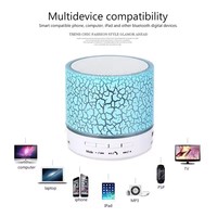 Mini haut-parleur portable étanche en plastique avec lumière LED RGB 7 couleurs, subwoofer, horloge et fonction AirPlay sans fil, compatible USB