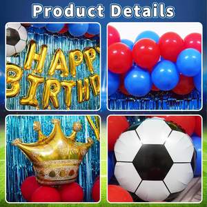 97 Piezas de Decoración para Fiesta de Cumpleaños con Temática de Fútbol, Kit de Arco de Globos Azules y Rojos para Niños, Fondo para Habitación, Suministros de Globos de Fútbol - Product Image 5