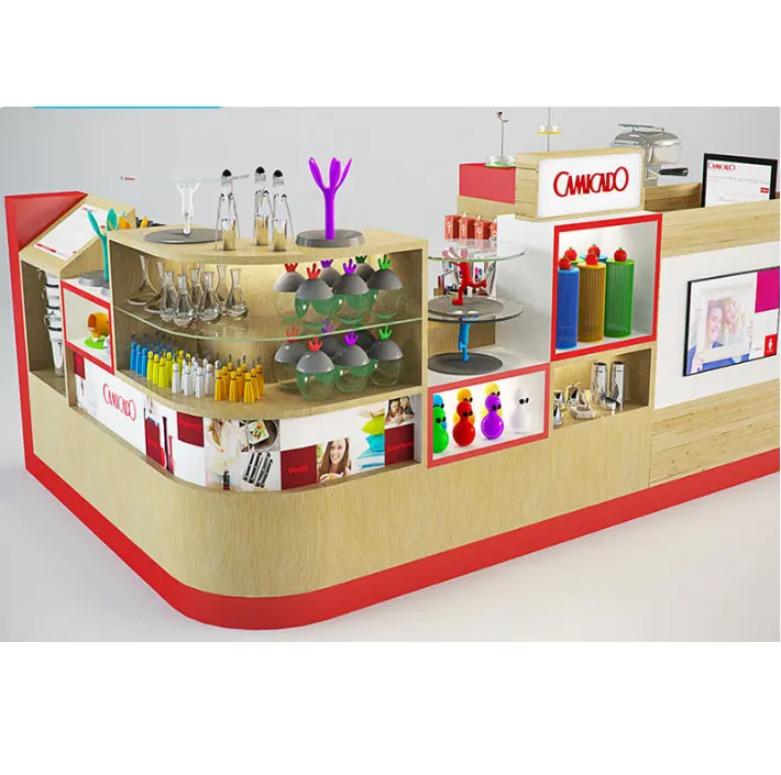 Shopping Mall Gift Kiosk Small Kids Store Fashion Wood Display Counter Retail Present Shelf For Sale