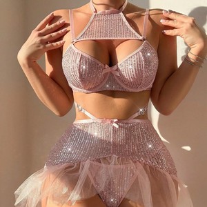 Elegante e sensuale in Mesh indipendente da stazione abbigliamento Sexy con perline da notte con fiocco e paillettes con fionda a spessore sottile biancheria intima da uomo - Product Image 1