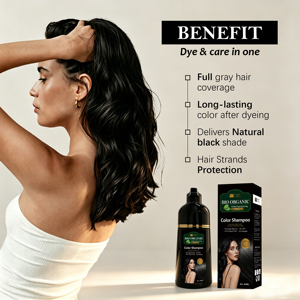 Shampoo Colorante <span class=keywords><strong>Bio</strong></span> Organico 400ml <span class=keywords><strong>Crema</strong></span> Colorante per Capelli Neri con Formula Delicata per Donne e Uomini Colorazione Rapida e Senza Allergie OEM - Product Image 3