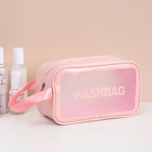 Portable Waterproof PVC Transparent Makeup <b>Bag</b> <b>with</b> <b>Zipper</b> Closure Letter Pattern Fashion Design High Quality <b>Storage</b> - Product Image 4