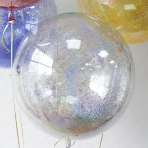 Dekorasi pernikahan 20in balon berkilau DIY bola gelembung transparan bulat balon Bobo Helium acara pesta ulang tahun balon Bobo
