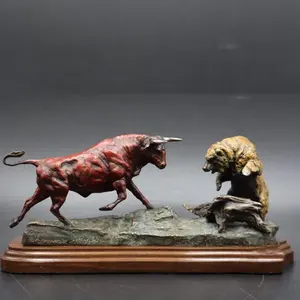 Venta al por mayor de artesanías personalizadas, grandes antigüedades de toro callejero, escultura de animales de bronce, estatua de toro de bronce de cobre de tamaño real