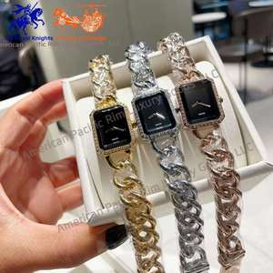 Montres-bracelets mécaniques automatiques à quartz de luxe pour femmes, élégantes, avec cristaux, strass et diamants, en alliage simple, idéales comme cadeau - Product Image 6