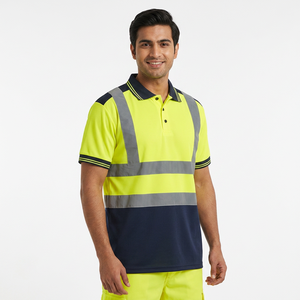 Camisetas de Trabajo de Seguridad de Alta Visibilidad Personalizadas Unisex de Poliéster/Algodón con Cinta Reflectante, Detección de Agujas, Secado Rápido y Tejido Transpirable - Product Image 1