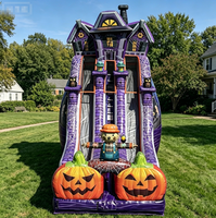 Toboggan gonflable géant à thème citrouille d'Halloween, nouveau design, toboggan gonflable rebondissant, toboggan commercial, location pour parc d'attractions extérieur pour enfants