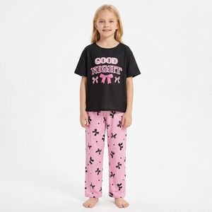 Ensembles de pyjamas d'été pour filles grandes tailles, 2 pièces, haut à manches courtes, vêtements de nuit pour enfants et adolescents de 8 à 15 <span class=keywords><strong>ans</strong></span>, séchage rapide, respirant - Product Image 4
