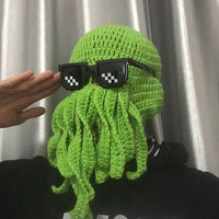 Chapeau en tricot brodé à la main avec une barbe de pieuvre amusante pour Halloween, 100% acrylique, chapeau d'hiver chaud personnalisé pour hommes adultes, ski, vélo
