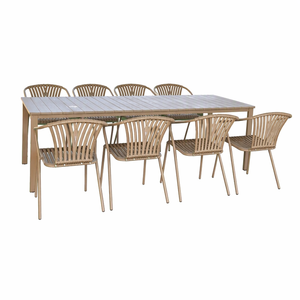 Autre mobilier d'extérieur : Ensemble de salle à manger minimaliste en métal pour terrasse, démontable - Grande table de jardin avec chaises - Product Image 1