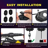 Luces RGB Impermeables para Roca, 4 Módulos, Multicolor, Iluminación Neón Bajo Carro, con Controlador por APP, Función de Temporización, Kit de Iluminación Musical