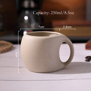 Custom Logo Luxury Rustic <strong>Vintage</strong> Matte Brown Ceramic Clay <strong>Tea</strong> Coffee Mug <strong>Set</strong> with Wooden Coaster - Product Image 6