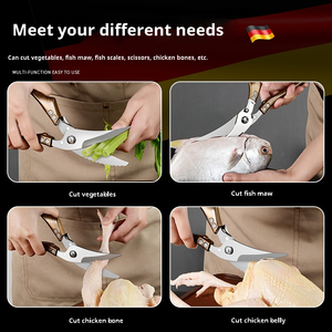 Ciseaux multifonctionnels de qualité supérieure en acier inoxydable à lames dentelées pour usage domestique, industriel et de bricolage en cuisine - Product Image 5