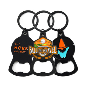 Khuyến Mại Quà Tặng Thiết Kế Tùy Chỉnh <span class=keywords><strong>Keyring</strong></span> Keychain Bia Chai Mở Cá Nhân Kẽm Hợp Kim Kim Loại Màu Đen Mềm Men Mở - Product Image 2