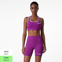 Ensemble de yoga 2 pièces pour femme, taille haute, effet push-up, short de sport respirant de haute qualité, couleur contrastante, coupe ajustée, pour la gym et le fitness