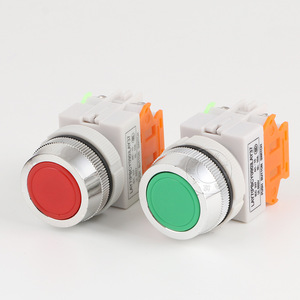 Lay37 <b>Push</b> <b>Button</b> <b>Switch</b> 1NO1NC 30mm Flat Head Self Resetting Screw Terminal IP40 Plastic - Product Image 2