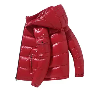 Piumino da uomo Bright Face Trend con cappuccio Short Thick Winter Bomber Shiny Puffer giacca da uomo