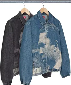 Giacche di jeans stampate digitali oversize oversize Vintage personalizzate invernali da uomo