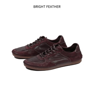 BRIGHT FEATHER Chaussures Rétro Marron <span class=keywords><strong>en</strong></span> <span class=keywords><strong>Cuir</strong></span> Véritable Peintes à la Main à Lacets Respirantes Décontractées pour Hommes Faites à la Main - Product Image 3