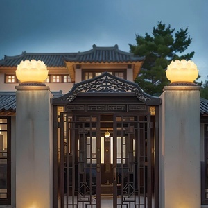 Exterior impermeable LED paisaje patio luces jardín decoración ambiente flor de loto lámpara <span class=keywords><strong>Solar</strong></span> con columna faros - Product Image 1