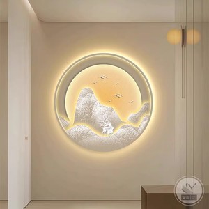 Dipinto Decorativo di Alta Gamma per Ingresso Rotondo con Luce LED Luminosa Dipinto da Appendere Murale per Corridoio e Passaggio - Product Image 5