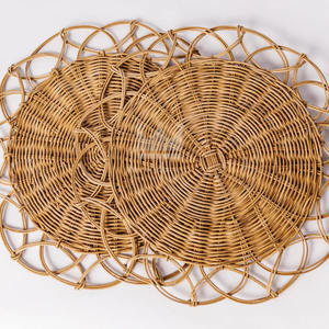 Meilleure vente ensemble de napperons ronds jacinthe d'eau tissé bambou fabriqués à la main cuisine Table tapis matériel environnemental - Product Image 6