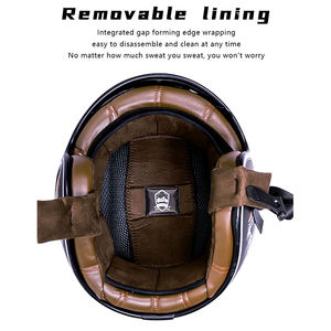 Venta al por mayor <span class=keywords><strong>Vintage</strong></span> 3/4 <span class=keywords><strong>Casco</strong></span> de motocicleta Certificación DOT Cascos Retro Cool Street <span class=keywords><strong>Casco</strong></span> de moda de alta calidad <span class=keywords><strong>Casco</strong></span> - Product Image 4