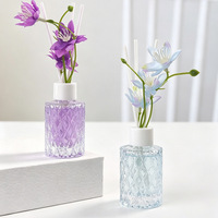 Diffuseur de parfum en verre cristal de luxe avec fleurs préservées pour la décoration intérieure, cadeau de mariage, hôtel, spa, OEM, ODM