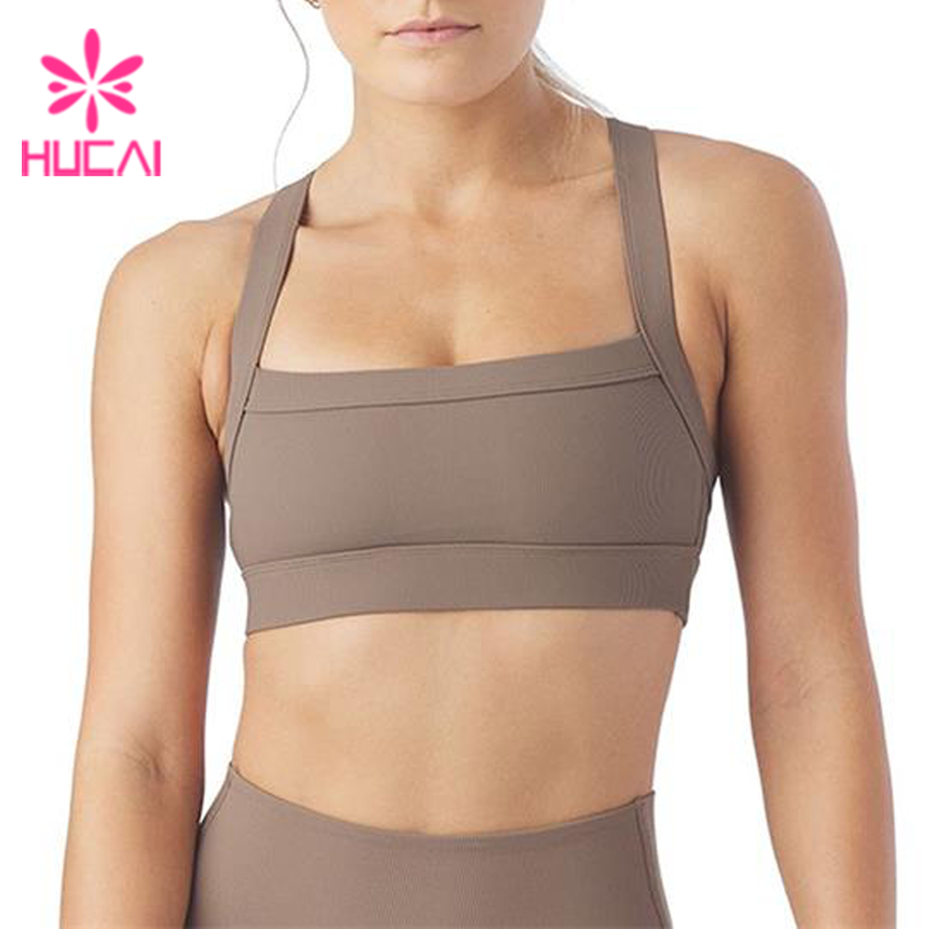 Hot Sale Custom Logo New Design Square Shape Neckline High Quality Workout Yoga Top Fitness Sports Bra