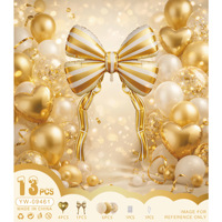 Kit de guirlande de ballons en forme de cœur et de nœud papillon, ensemble de ballons en aluminium en forme de nœud et de cœur pour la décoration de fond de fête d'anniversaire ou de mariage, vente en gros