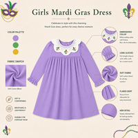 Puresun Groothandelsprijs CPC Gecertificeerd 100% Katoen Mardi Gras Fleur De Lis Geborduurde Geruite Meisjes Jurk voor peuters 1-6 jaar
