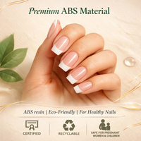 24 Uñas Postizas Color Piel, Forma Stiletto Cuadrada, ABS Reutilizables, con Logotipo Personalizado para Uso Diario