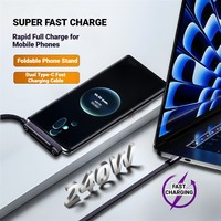 Support de téléphone pliable 240W avec câble de charge rapide Type-C PD et gaine en nylon tressé pour lecteur de codes-barres