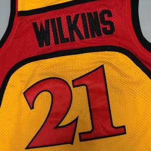 Dominique เสื้อบาสเก็ตบอล,เสื้อยืด Wilkins Yellow Throwback เย็บเย็บคุณภาพดีที่สุด - Product Image 1