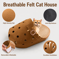 Lit-griffoir pour chat en forme de pantoufle détachable, durable, en feutre de jute, respirant, pour chats d'intérieur