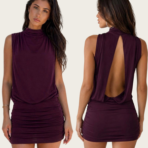 Vestido Mini de Fiesta para Mujer, Ecológico, con Cintura Natural, Sin Espalda, Tallas Grandes, Holgado, Fruncido, Estilo Club Nocturno, Cruzado, para Verano - Product Image 1